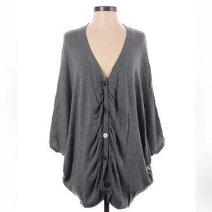 Express | Grey Cashmere Blend Plunge Oversized Button Down Cardigan Size S Small